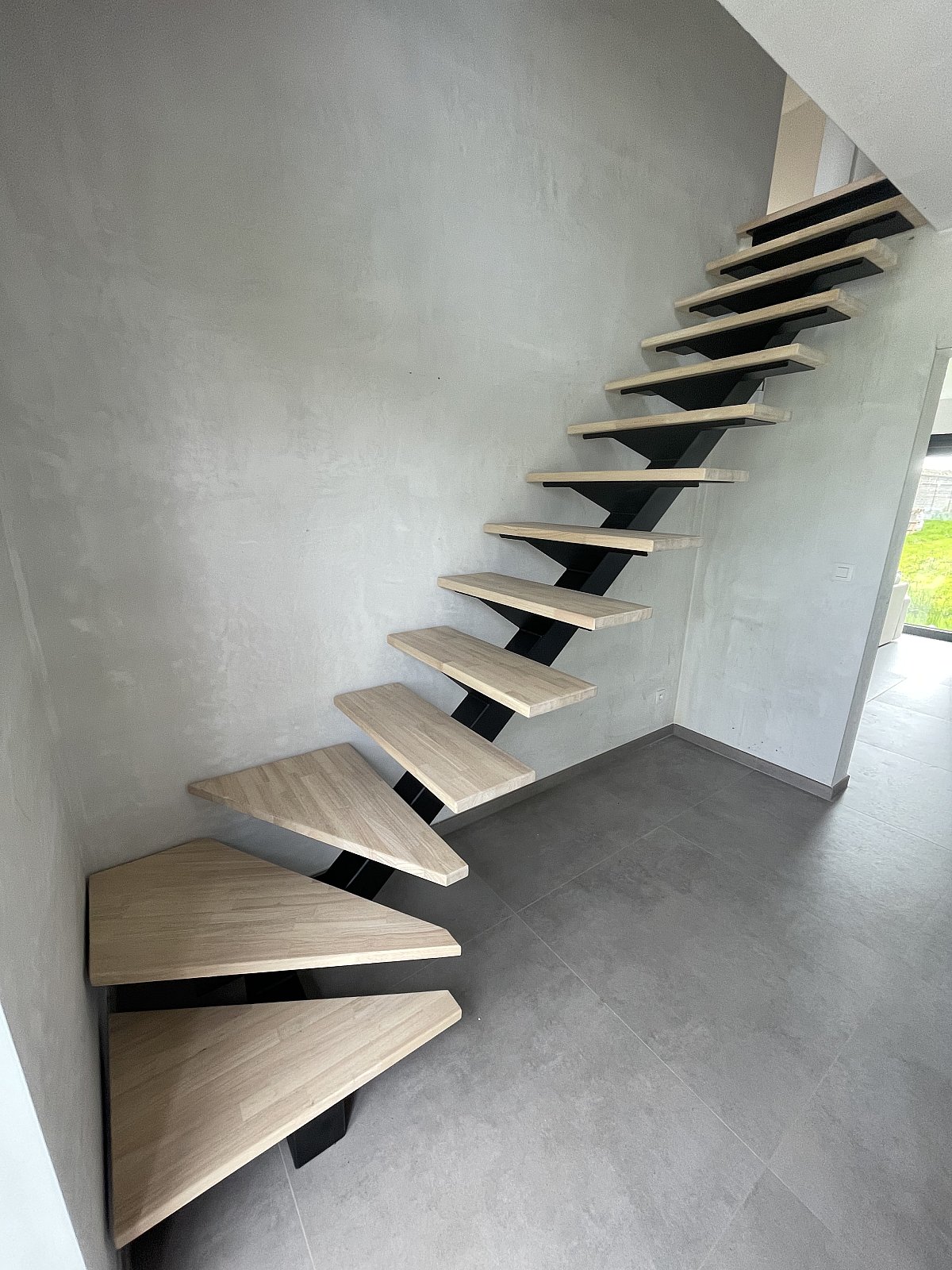 Escalier bois/metal Mettet - Menuiserie intérieure portes et escaliers sur mesure Créa-M