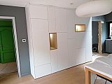 Meuble de salle &agrave; manger laqu&eacute; blanc &agrave; Ham-sur-Heure - Mobilier contemporain sign&eacute; Cr&eacute;a-M